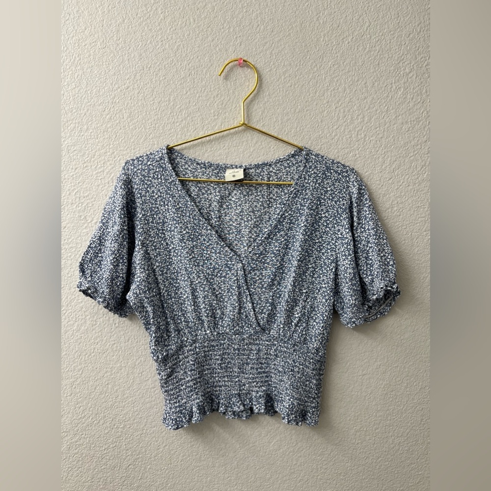 Paper Crane, size M, blue and white blouse